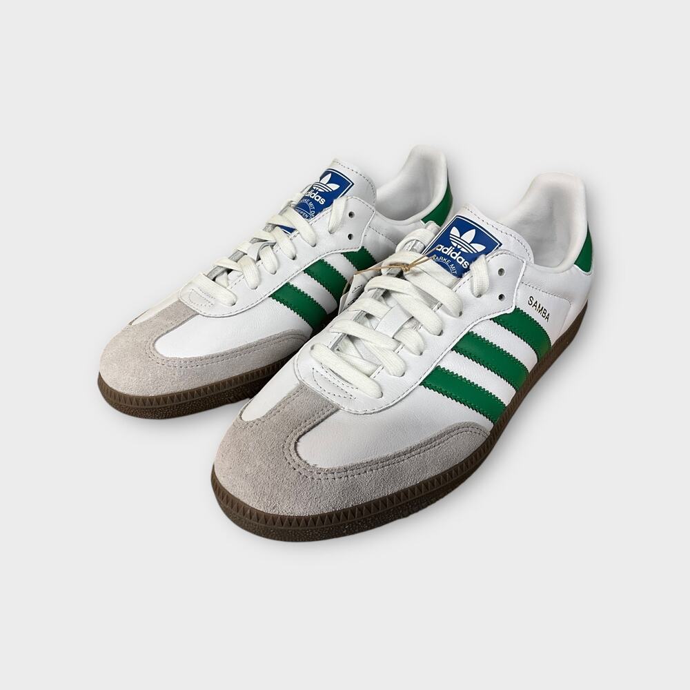 adidas Men's Samba Shoes (White/Green, US 9)